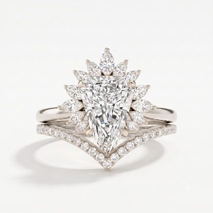 2.40 Ct Shield Cut Lab-Grown Halo Engagement Ring Set