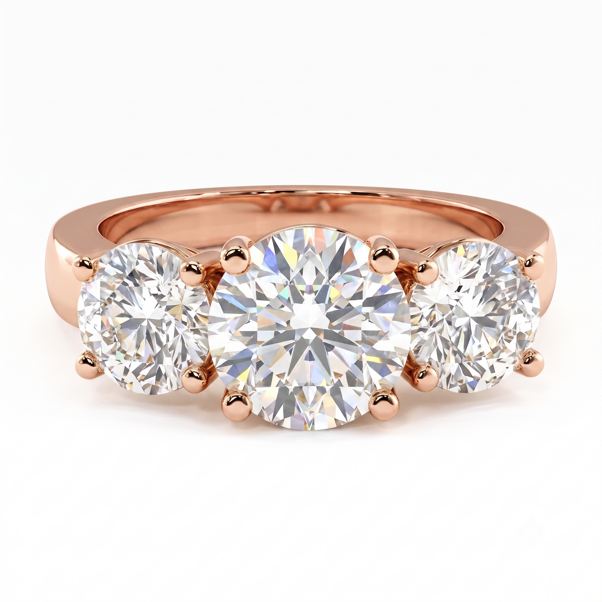 2.0 Ctw Round Cut Lab-grown Three-Stone Engagement Ring Solid 14k White Gold