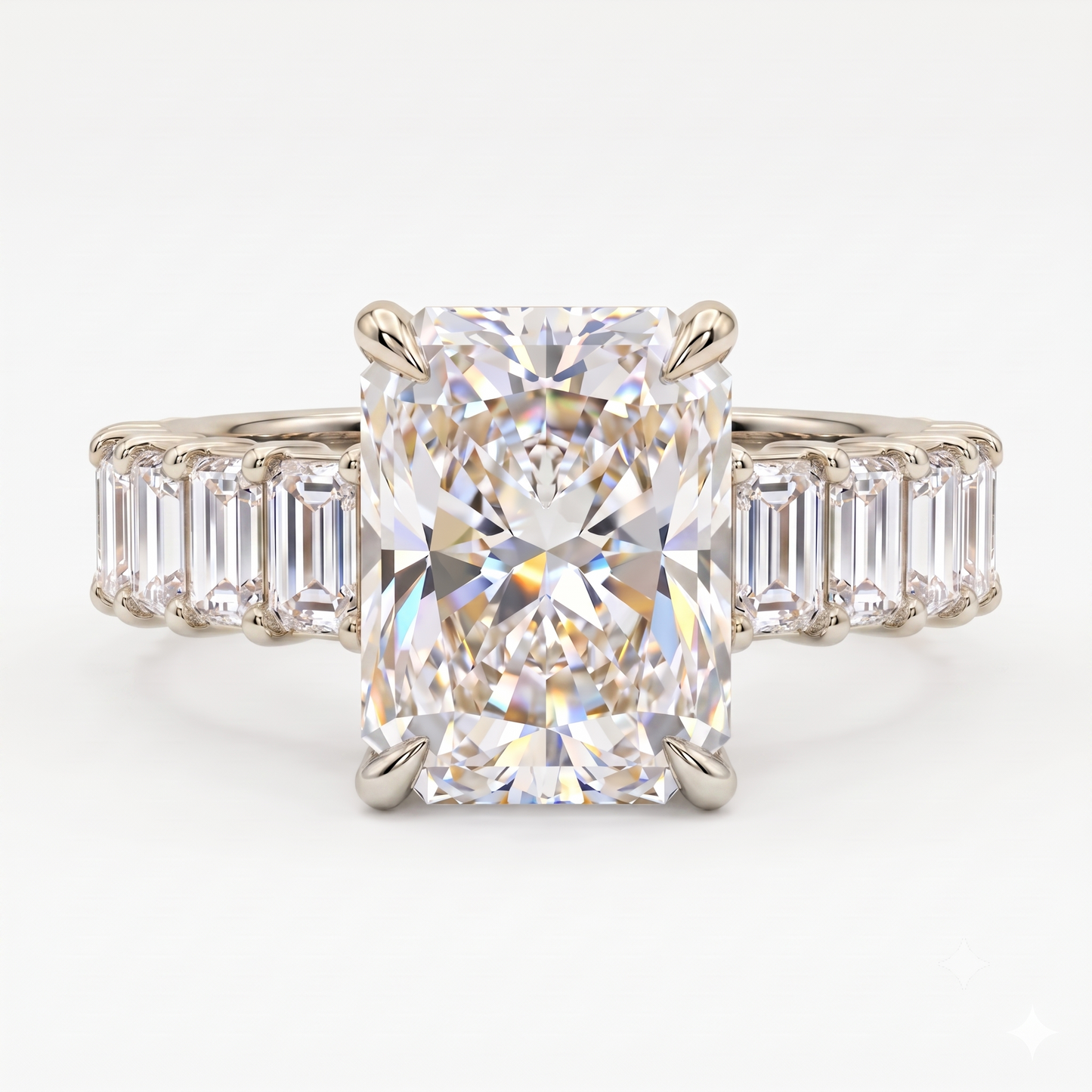 2.0CT Radiant 14K Yellow Gold Engagement Ring