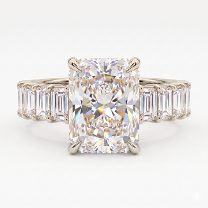 2.0CT Radiant 14K Yellow Gold Engagement Ring