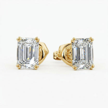 1/2 ct Emerald-Cut Lab-Grown Diamond Stud Earrings – Gold