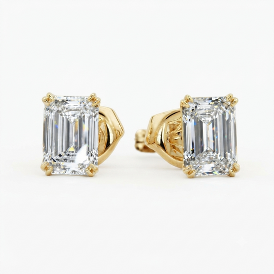 2.50 ct Emerald-Cut Lab-Grown Diamond Stud Earrings – Rose Gold