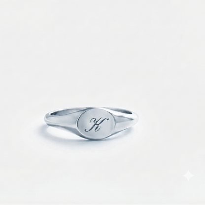 14K Solid Gold Custom Initial Signet Ring – Personalized