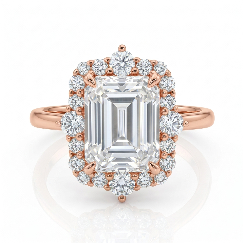 3.50 ct Emerald Lab-Grown Engagement Ring – Vintage Yellow Gold