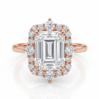 3.50 ct Emerald Lab-Grown Engagement Ring – Vintage Yellow Gold