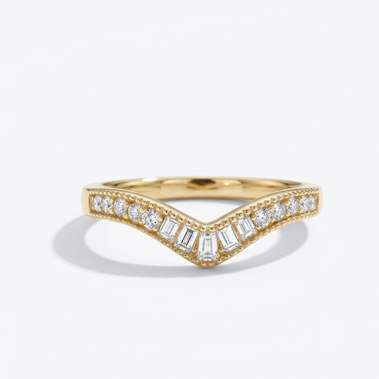 0.400Ct Curved Moissanite Wedding Band