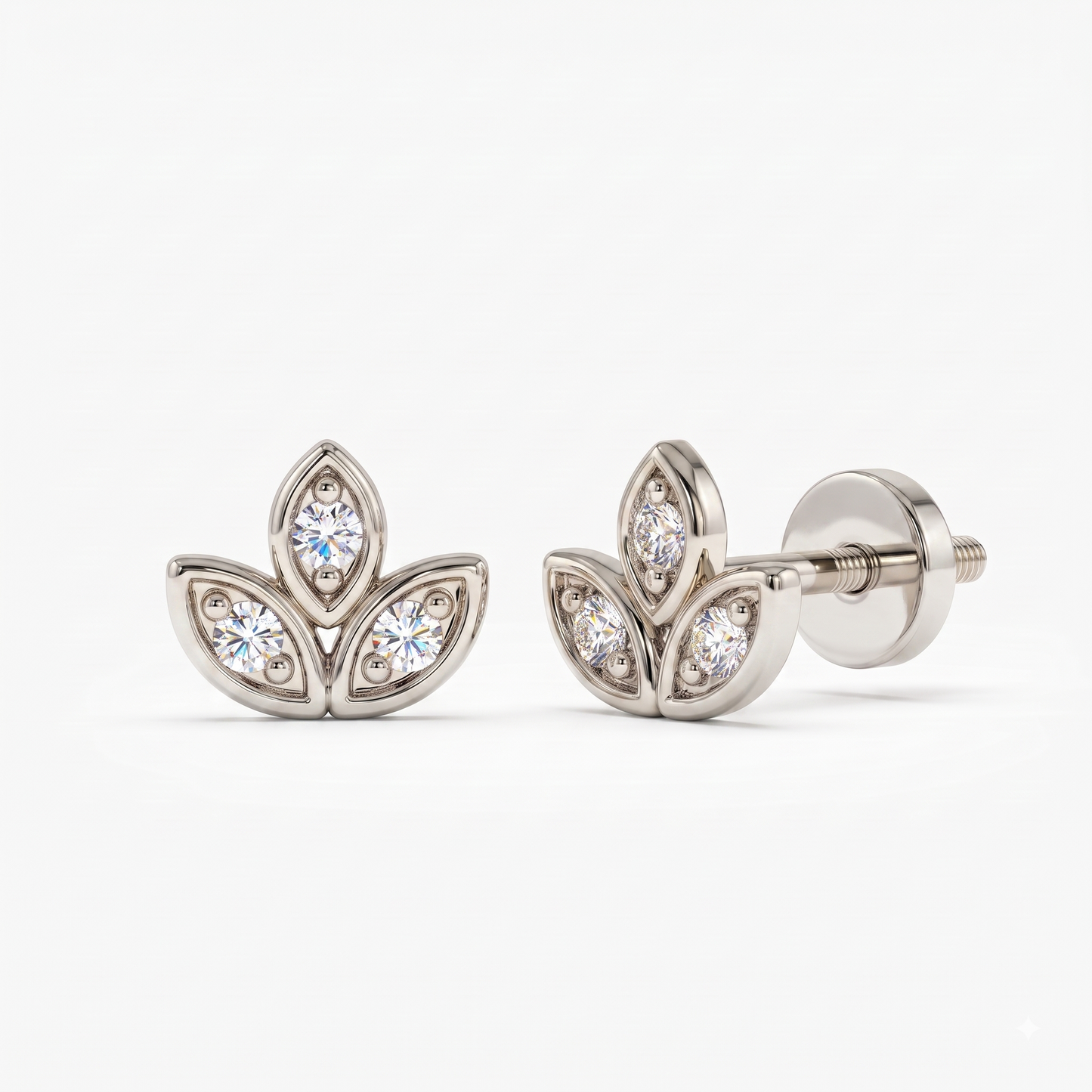 0.030ct Lotus Lab Grown Diamond Stud Earrings, 14K Gold