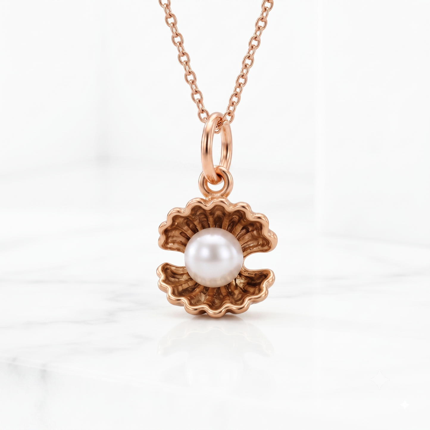 Pearl Oyster Necklace, 14K Gold Pearl Pendant Necklace