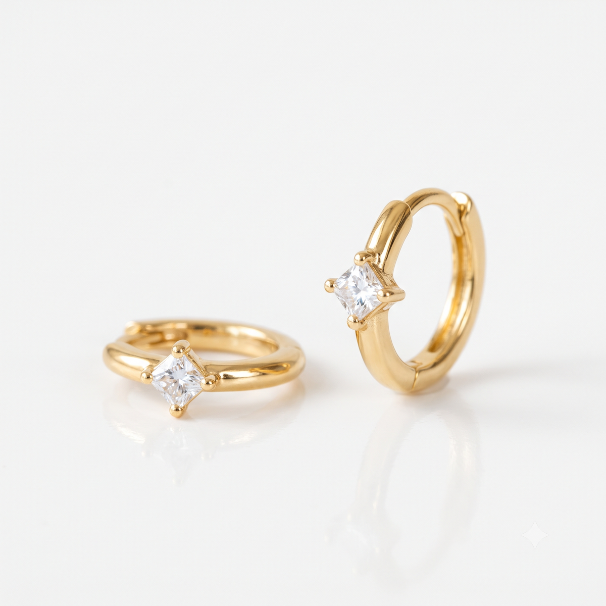 princess cut lab grown diamond huggie earrings