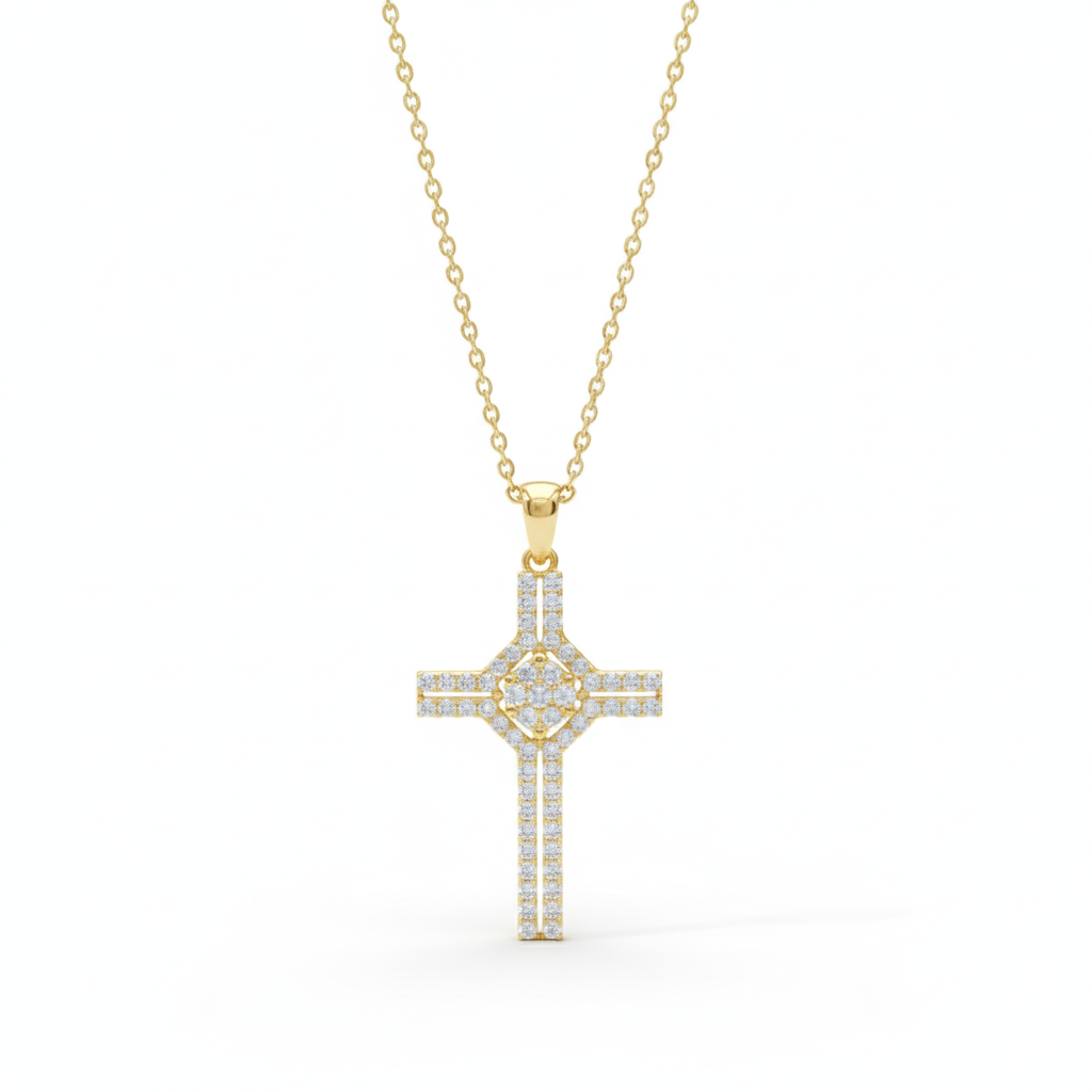 0.700 ct Lab-Grown Cross Necklace