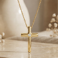 0.100 Ct Moissanite Cross Necklace – 14K Gold Christian Pendant