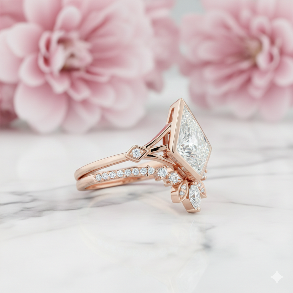 1.860ct Kite Cut Moissanite Engagement Ring