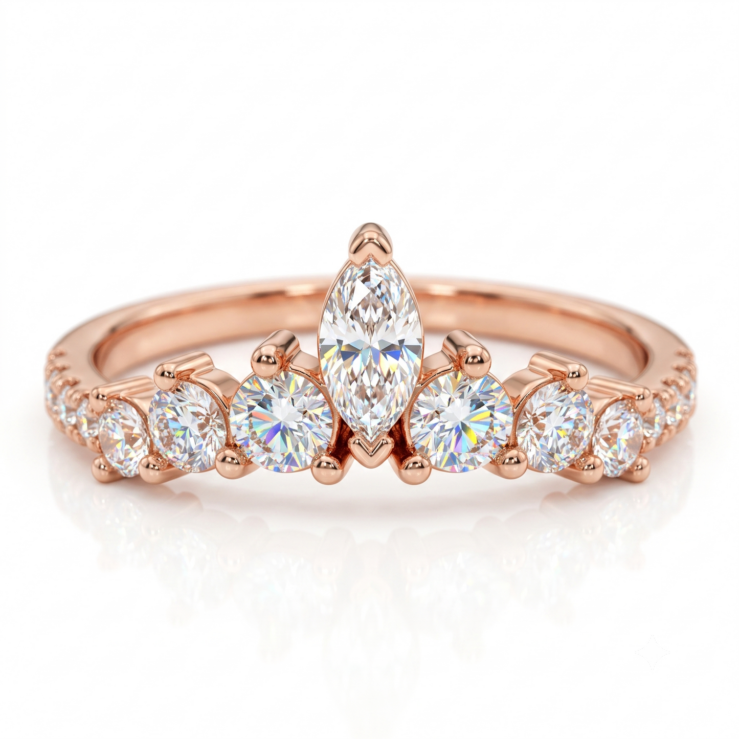 0.20 ct Marquise Lab Grown Diamond Curved Wedding Band