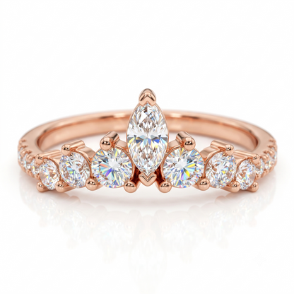 0.20 ct Marquise Lab Grown Diamond Curved Wedding Band