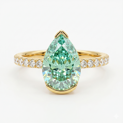 2.00 TW Pear Blue Lab-Grown Engagement Ring