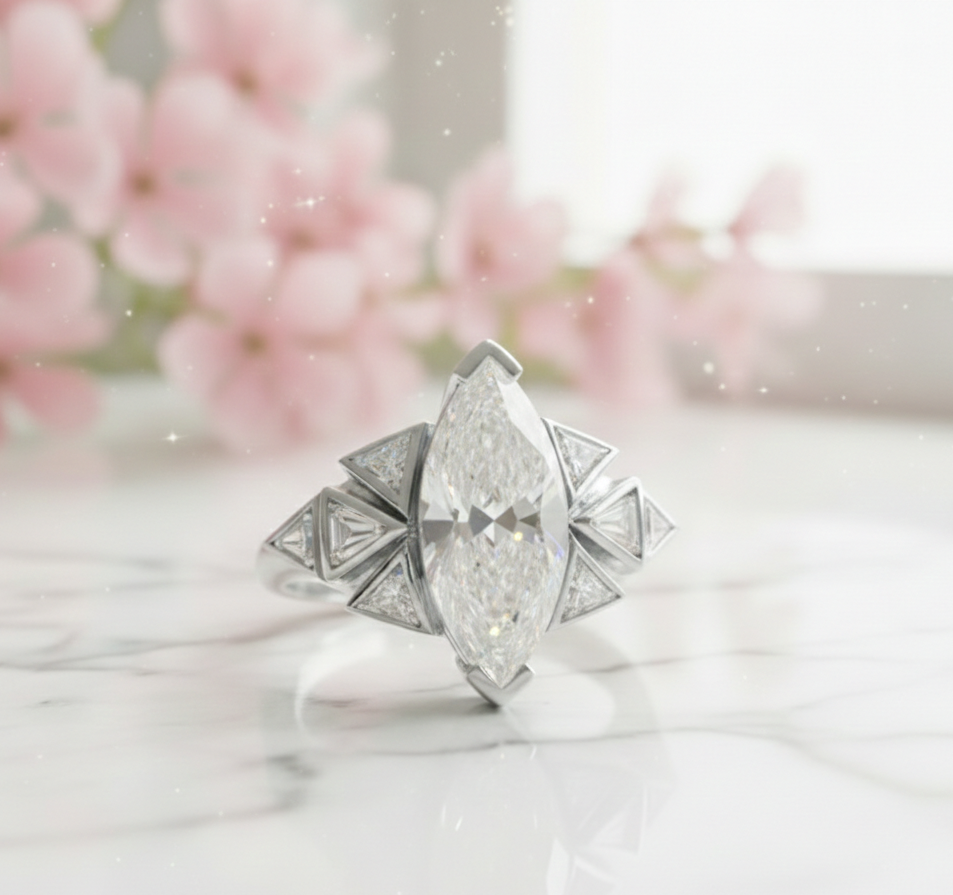 4.180ct Marquise Cut Lab-Grown Diamond Engagement Ring