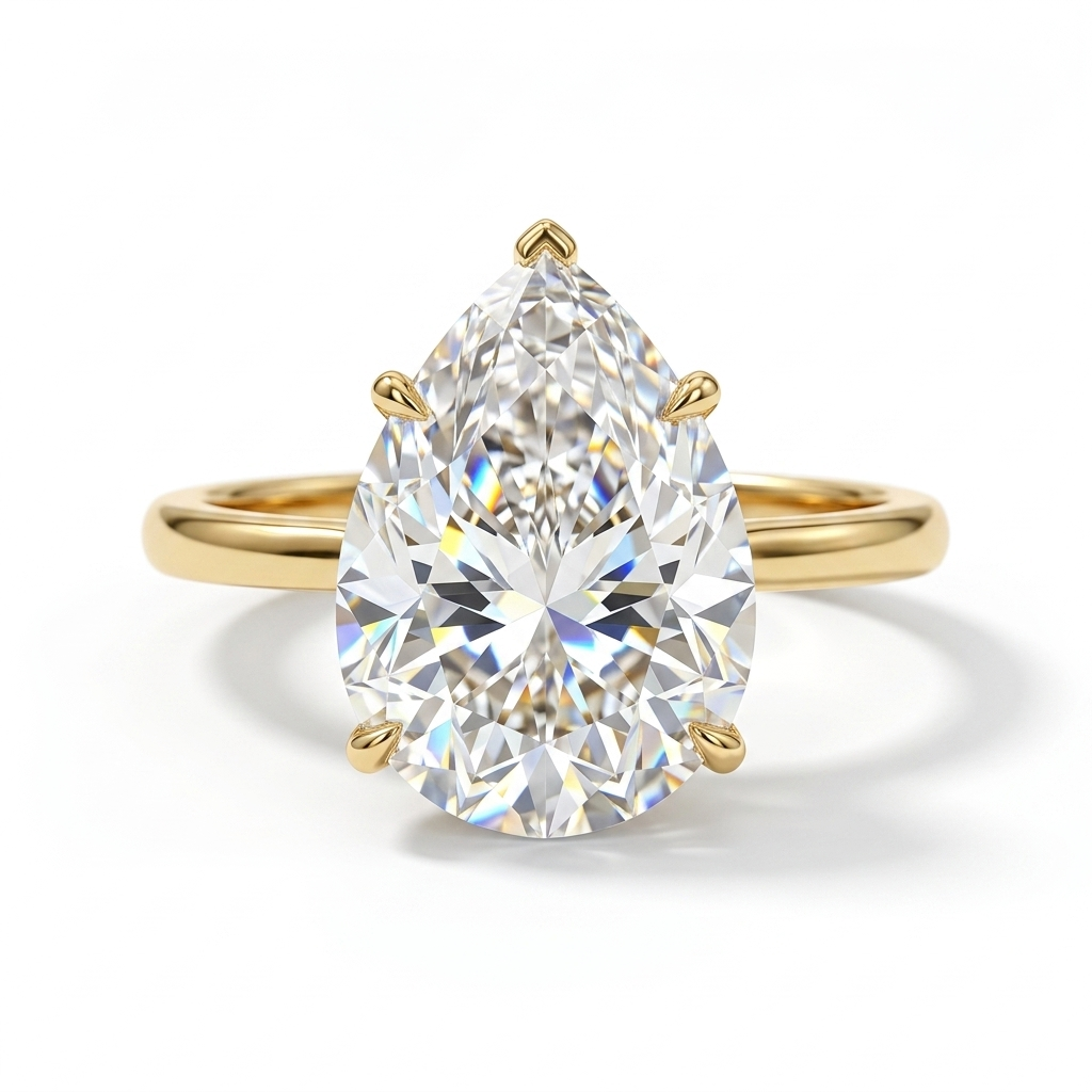 1.08 CT Pear Cut Lab Grown Diamond Solitaire Engagement Ring