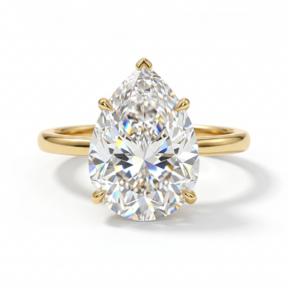 1.08 CT Pear Cut Lab Grown Diamond Solitaire Engagement Ring