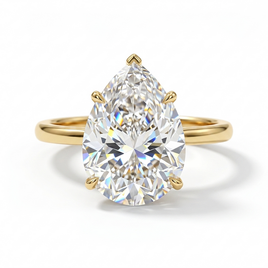 1.08 CT Pear Cut Lab Grown Diamond Solitaire Engagement Ring