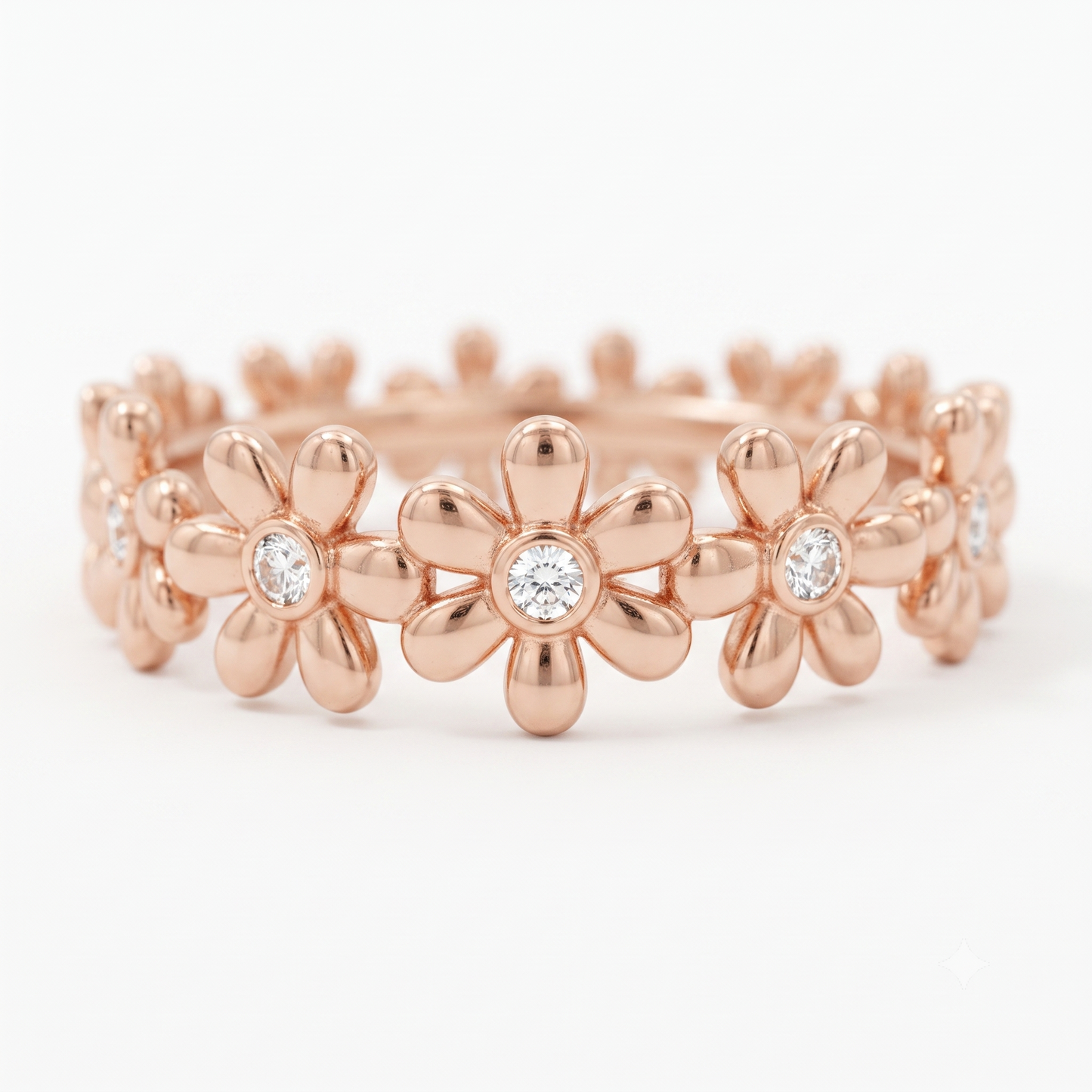 0.280 ct Daisy Flower Lab Grown Diamond Eternity Band in 14K Gold