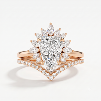 2.40 Ct Shield Cut Lab-Grown Halo Engagement Ring Set