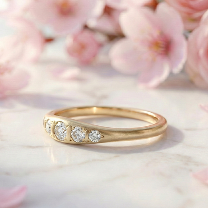 0.12 Ct Lab-Grown Diamond Five-Stone Ring – 14K Gold Band