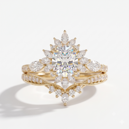 2.50 Ct Oval Lab-Grown Engagement & Bridal Ring Set