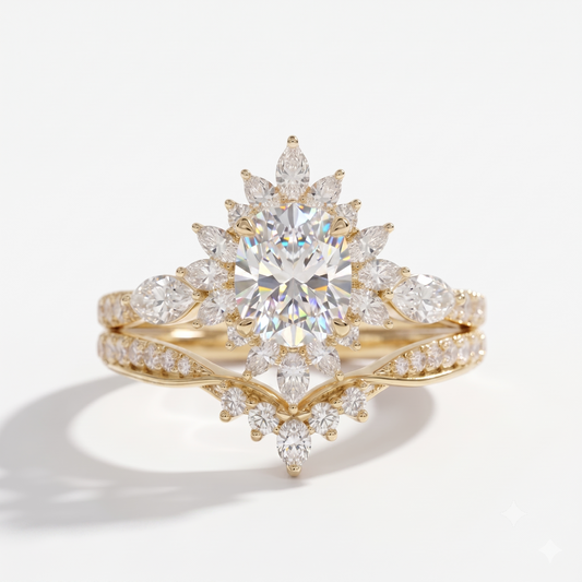 2.50 Ct Oval Lab-Grown Engagement & Bridal Ring Set
