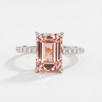 Vintage Morganite Ring- 14K Rose Gold Vermeil Peachy Pink Morganite Engagement Ring