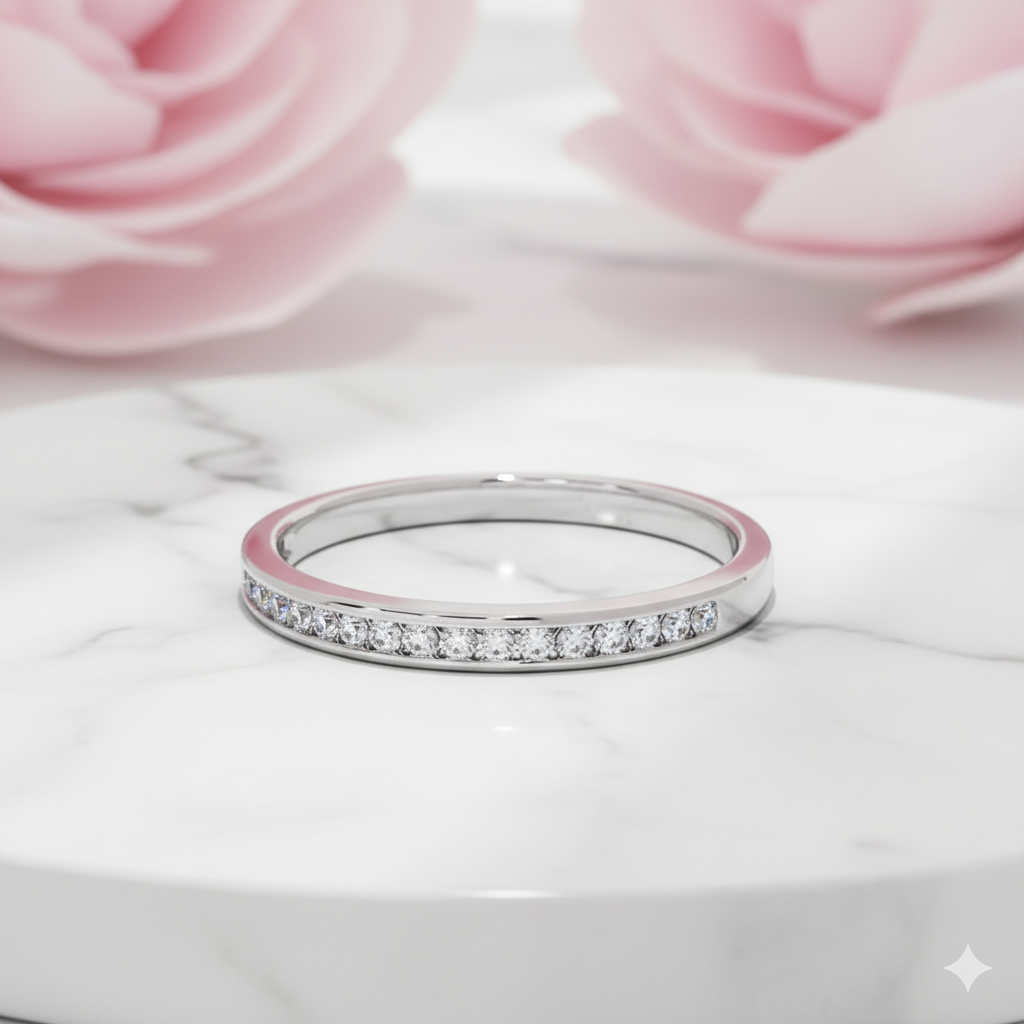 Lab Grown Diamond Half Eternity Band • 14K Rose Gold Channel Set