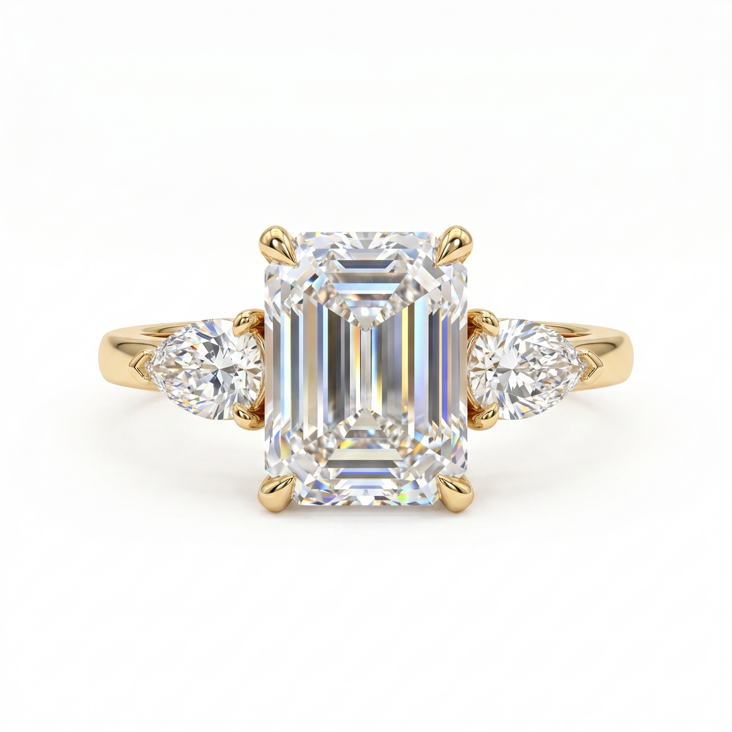 2ctw Three Stone Emerald Cut Lab-Grown Engagement Ring