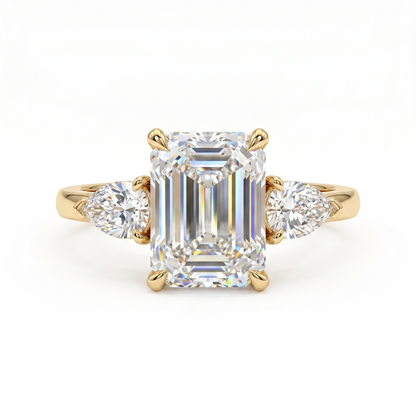 2ctw Three Stone Emerald Cut Lab-Grown Engagement Ring