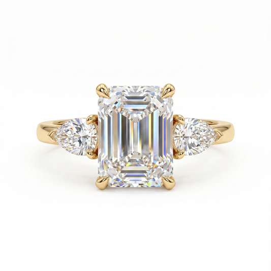 2ctw Three Stone Emerald Cut Lab-Grown Engagement Ring