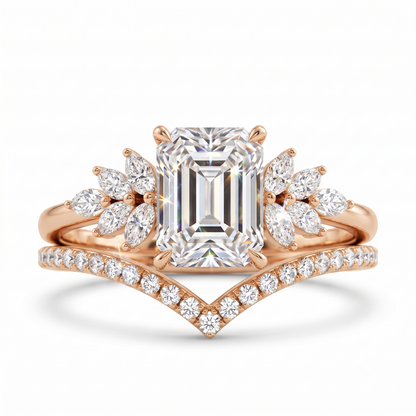 1.60 ct Emerald Cut Lab-Grown Engagement Ring Set