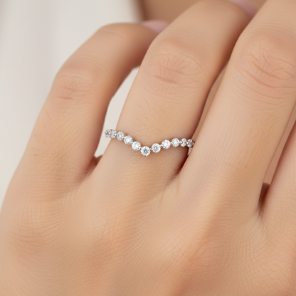 0.390Ct Lab Grown Diamond Floating Bubble Prong Band Curved Wedding Band