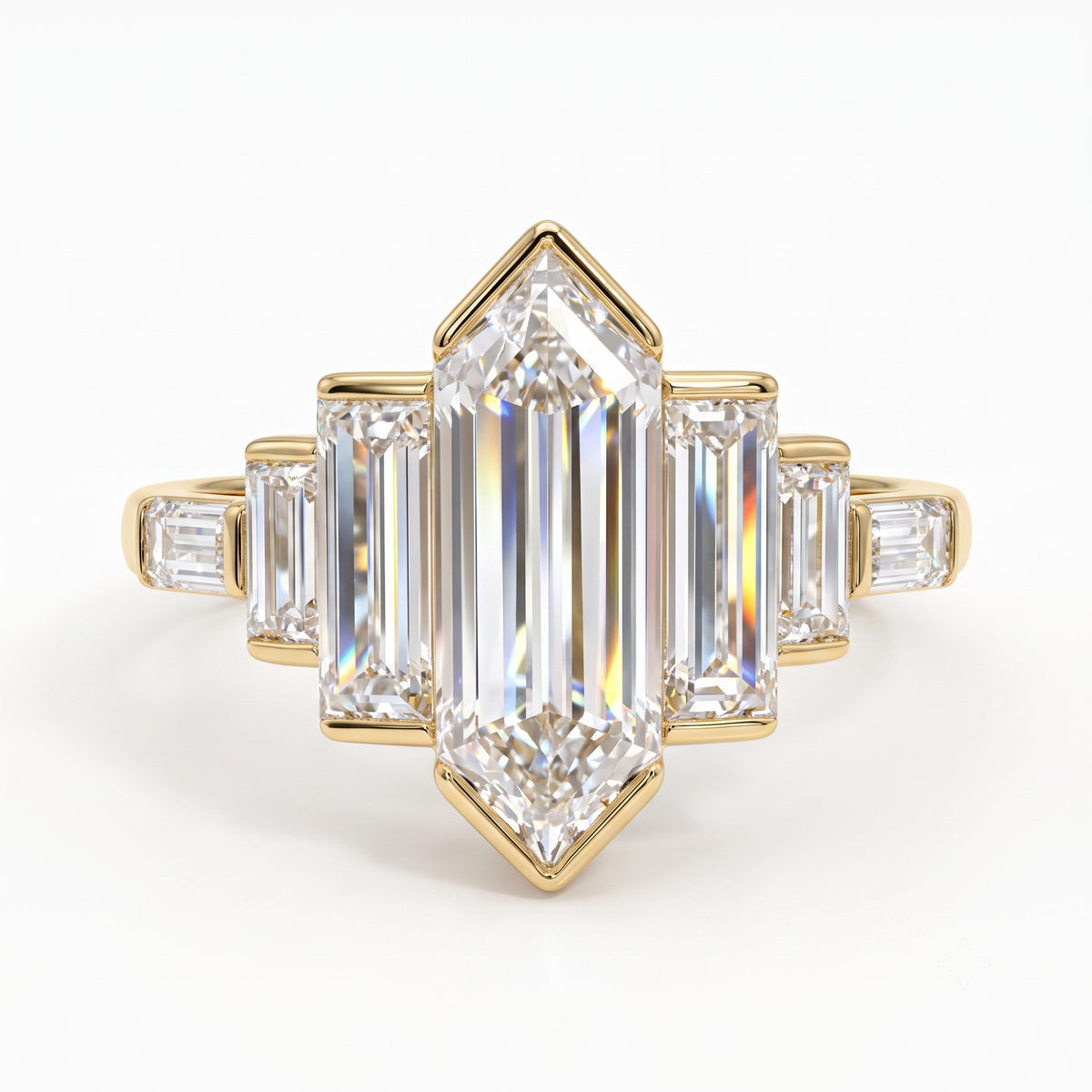 2.480 ct Hexagon Cut Lab Grown Diamond Engagement Ring