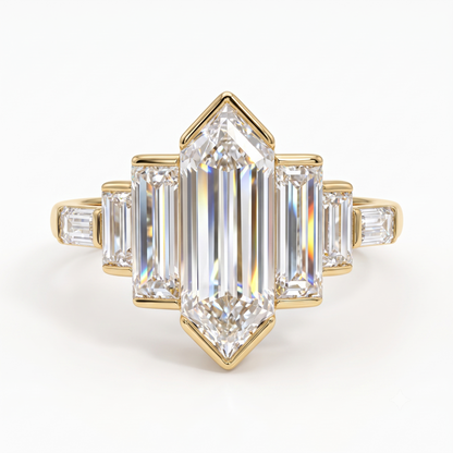2.480 ct Hexagon Cut Lab Grown Diamond Engagement Ring