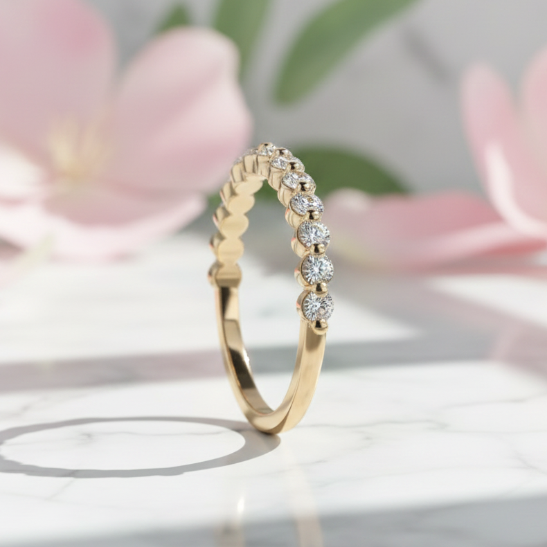 0.390 Ct Lab Grown Diamond Bubble Wedding Band