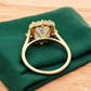 3.5ct Emerald Cut Moissanite Engagement Ring • Unique Vintage Yellow Gold Bridal Ring