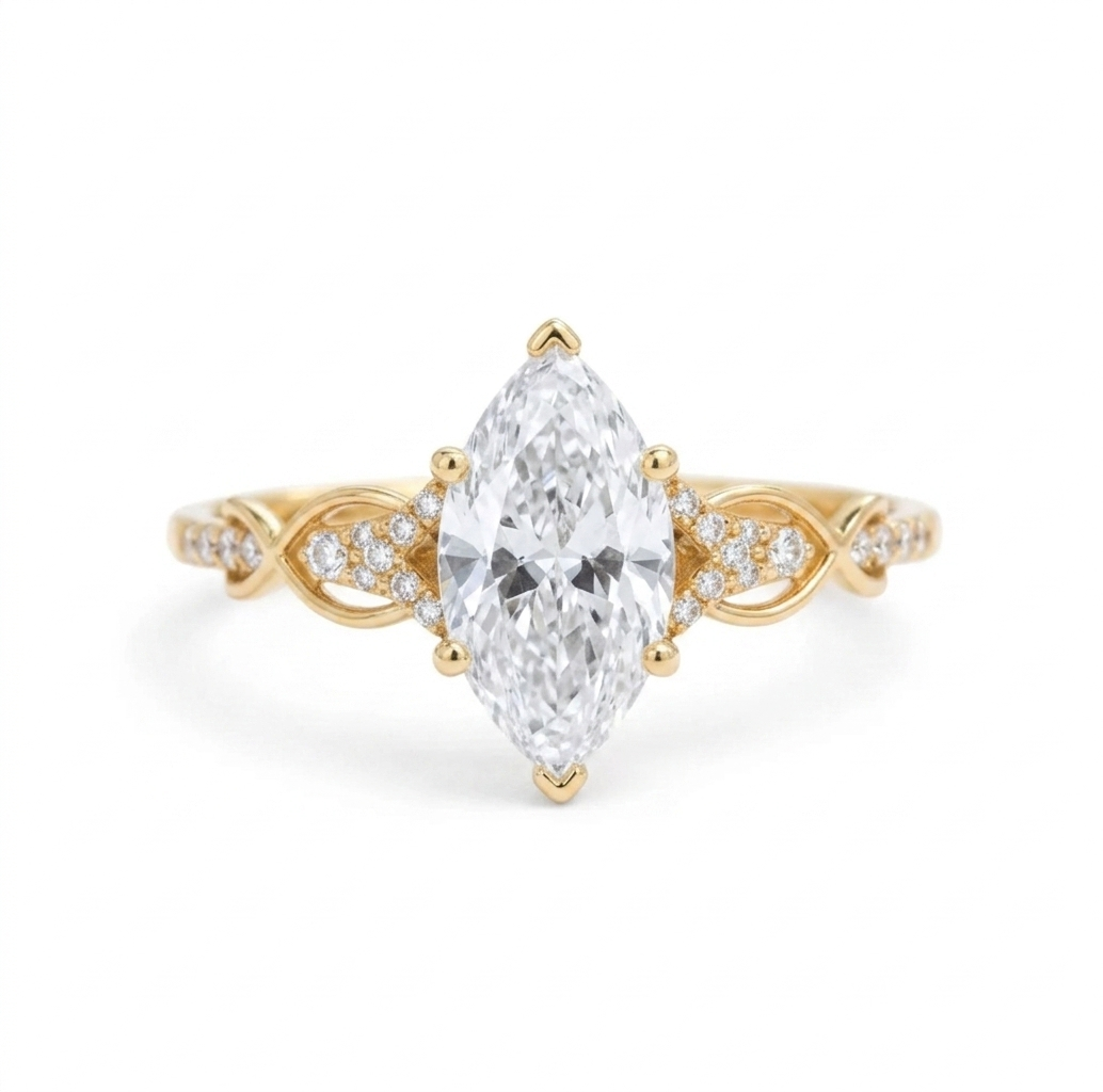 1.60ct Marquise Cut Lab Diamond Engagement Ring