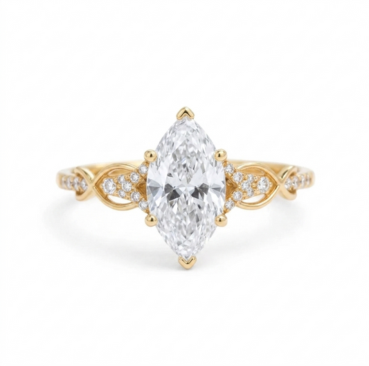 1.60ct Marquise Cut Lab Diamond Engagement Ring