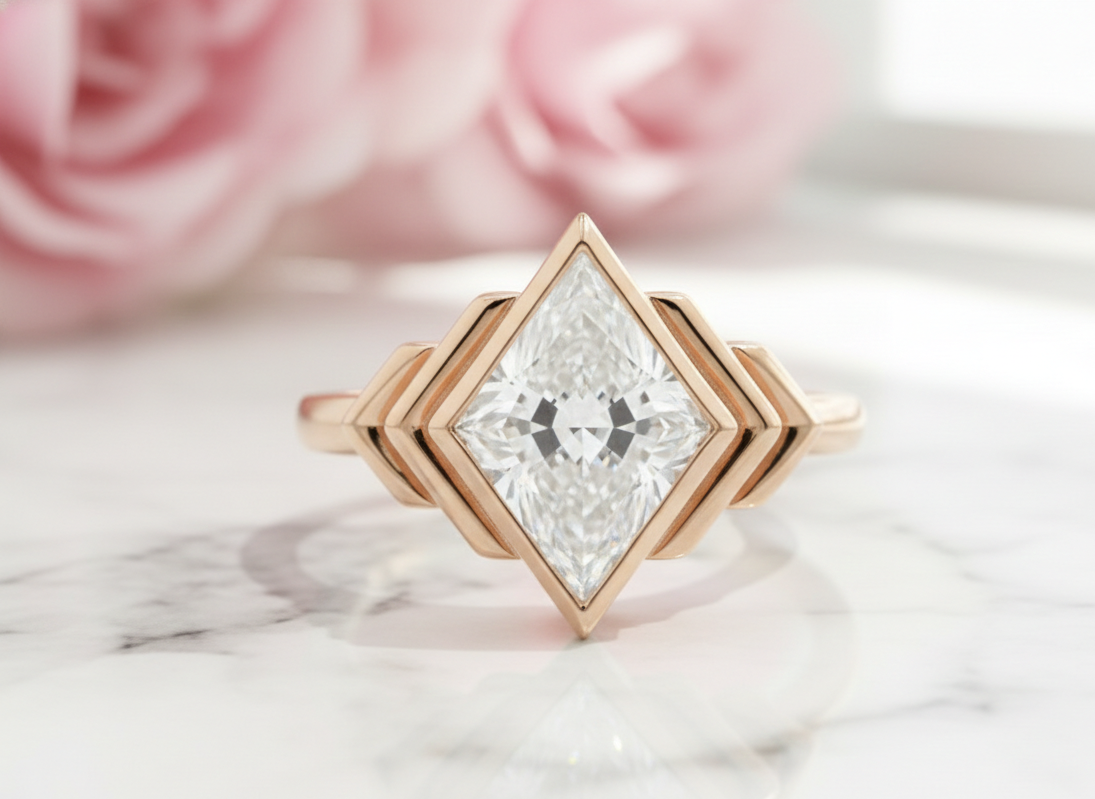 3 Ct Kite Lab Diamond Bezel Ring – Geometric & Unique