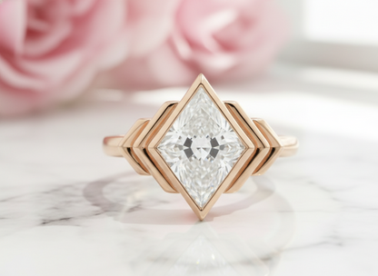 3 Ct Kite Lab Diamond Bezel Ring – Geometric & Unique