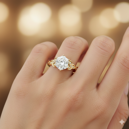 1.30 Ct Hexagon Lab Diamond Engagement Ring - with Infinity Band