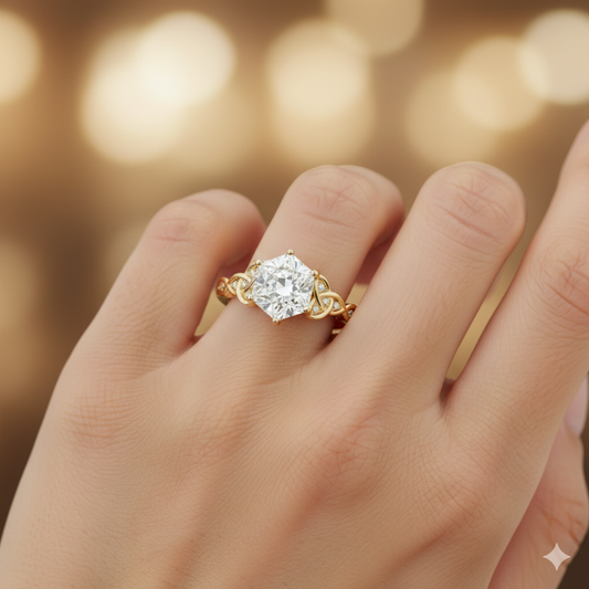 1.30 Ct Hexagon Lab Diamond Engagement Ring - with Infinity Band