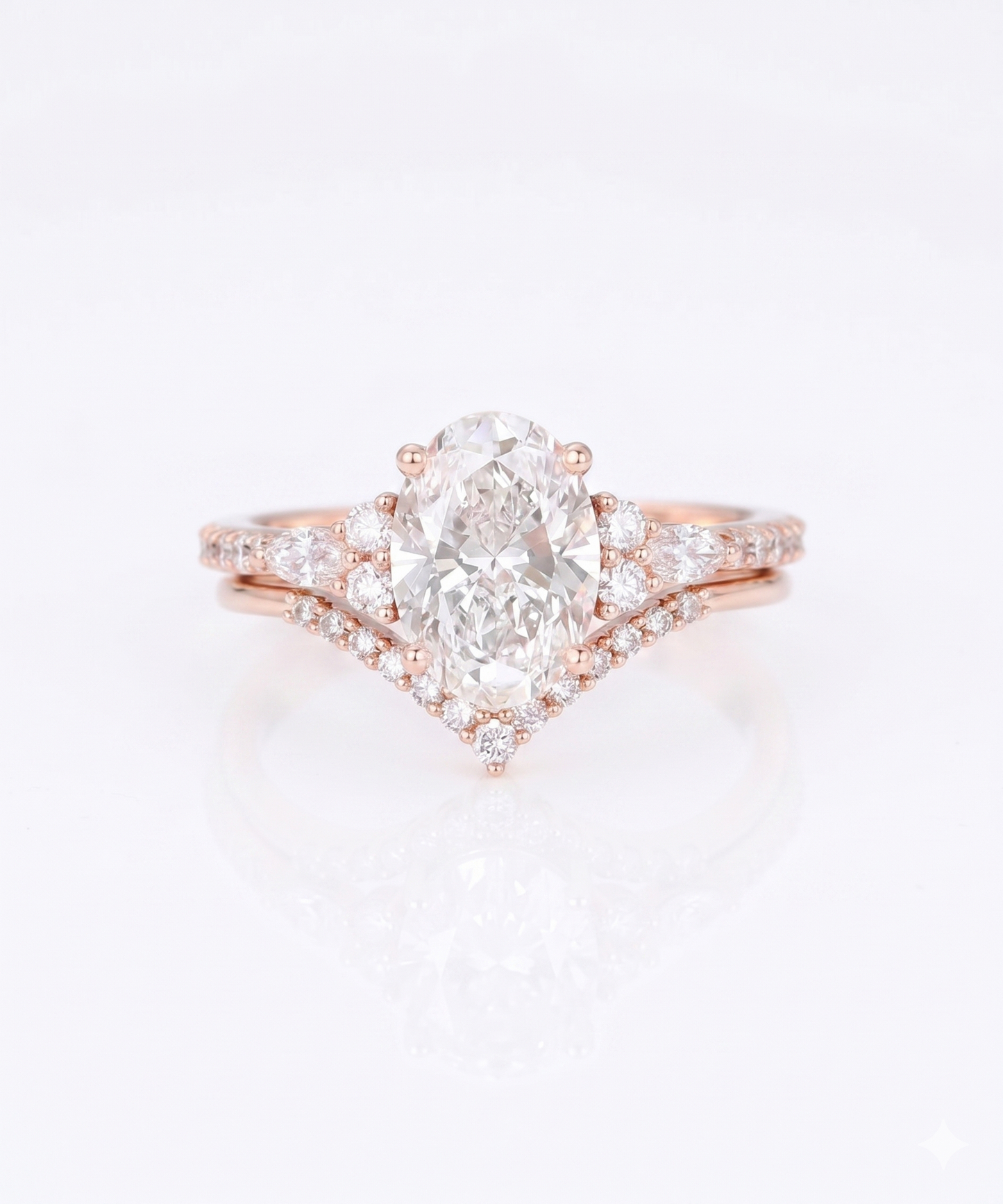2.270 Ct Oval Cut Lab-Grown Bridal Set Engagement Ring Solid 14K Rose Gold