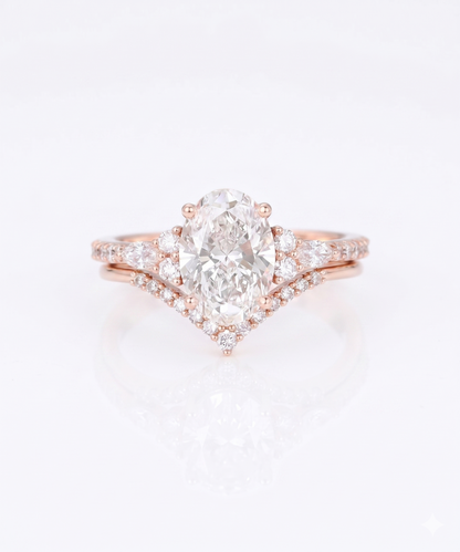 2.270 Ct Oval Cut Lab-Grown Bridal Set Engagement Ring Solid 14K Rose Gold