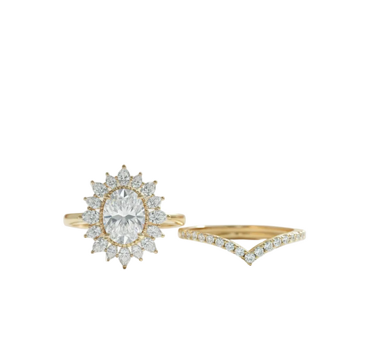 1.60 Ct Oval Lab-Grown Engagement & Bridal Ring Set