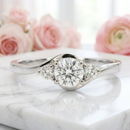 1.400ct Round Lab Grown Diamond Three Stone Engagement Ring