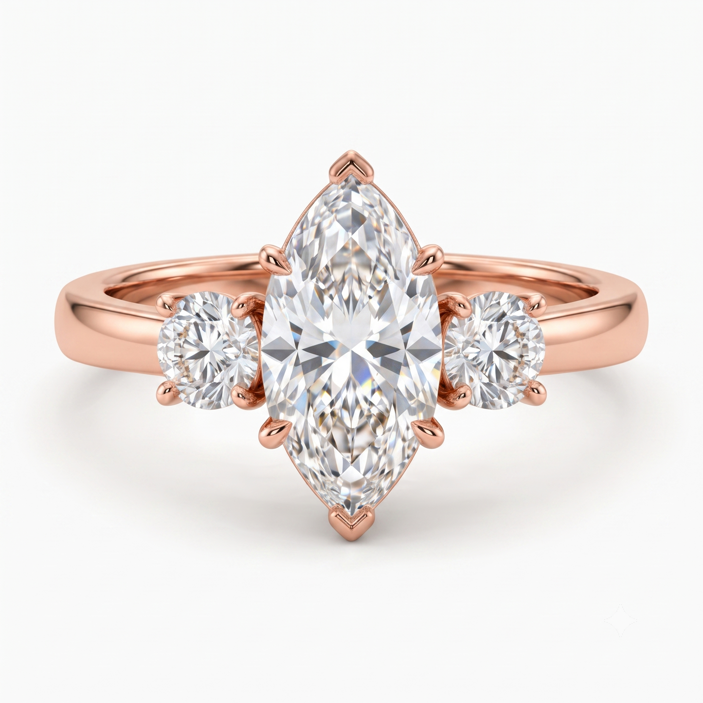 1.00 ct Three Stone Marquise Cut Lab Grown Diamond Engagement Ring